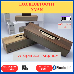 Loa bluetooth XM 520 Bass mạnh, công suất 20W, thiết kế vỏ gỗ dạng thanh để bàn