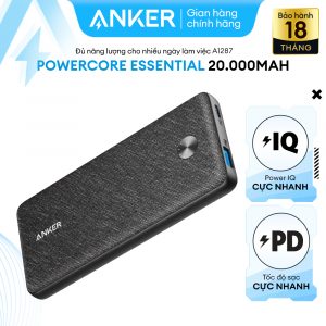 Pin dự phòng ANKER PowerCore Essential 20.000mAh hỗ trợ sạc nhanh Power Delivery 20W  – A1287