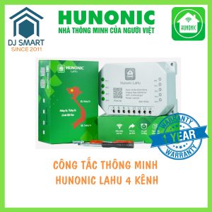 Công tắc thông minh Hunonic Lahu 4 kênh ( 500W/kênh ), điều khiển mọi thiết bị từ xa điện thoại, CHÍNH HÃNG BH 1 ĐỔI 1 TRỌNG 12 THÁNG