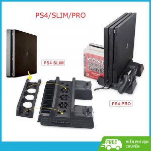 （Miễn phí vận chuyển）Giá quạt sưởi nhiệt Đế làm mát đa chức năng PS4/SLIM/PRO Quạt làm mát đế PS4 + Giá để đĩa + Bộ sạc kép