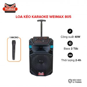 Loa kéo karaoke công suất lớn 40W WEIMAX 805 bass 2 tấc bluetooth 5.0 tặng kèm 1 micro không dây kết nối USB Thẻ nhớ Ghita bảo hành chính hãng 12 tháng