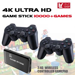 Game Stick 4k HDMI 64GB Máy Chơi Game 10.000+Trò Chơi Máy Chơi Game Cầm Tay Không Dây Tay Cầm Đôi Trò Chơi TV PS1/GBA/GBC-BH