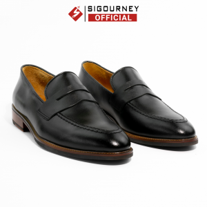 Giày Loafer Nam ĐẾ BùP Da Bò Cao Cấp SIGOURNEY Màu Đen Trơn SCC01 Bảo Hành 18 Tháng