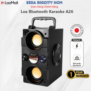 Loa bluetooth A26 công suất lớn, Loa bluetooth karaoke bản nâng cấp 2 bass, kết nối bluetooth, USB, thẻ nhớ, âm thanh – Bảo hành 12 tháng