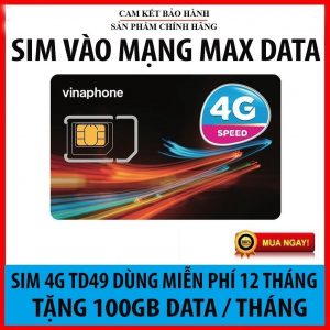 Siêu Sim Vina 4G TD49 Không Giới Hạn Tốc Độ – KM 100GB tốc độ cao/Tháng – Miến phí sử dụng mạng 365 ngày – BẢO HÀNH 1 ĐỔI 1 FREESHIP – CHƯA KÍCH HOẠT.