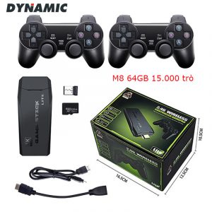 （Miễn phí vận chuyển）Game Stick 4k M8 64GB-15.000 trò + 50 game mới tải thêm, máy chơi game cầm tay không dây TV tay cầm kép tại nhà máy chơi game retro PSP